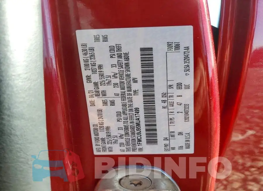 1FMCU9J95MUA17499 Photo# 13