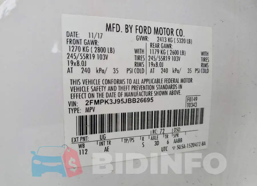 2FMPK3J95JBB26695 Photo# 14
