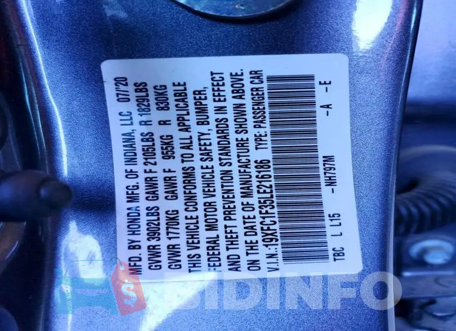 19XFC1F35LE216186 Photo# 12