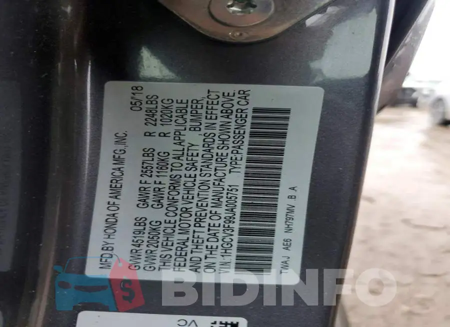 1HGCV3F99JA005751 Photo# 12