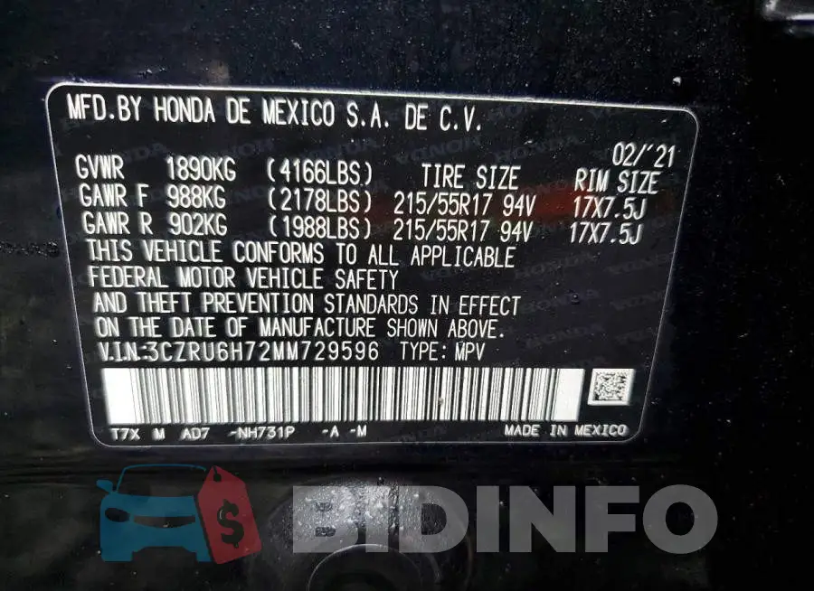 3CZRU6H72MM729596 Photo# 12