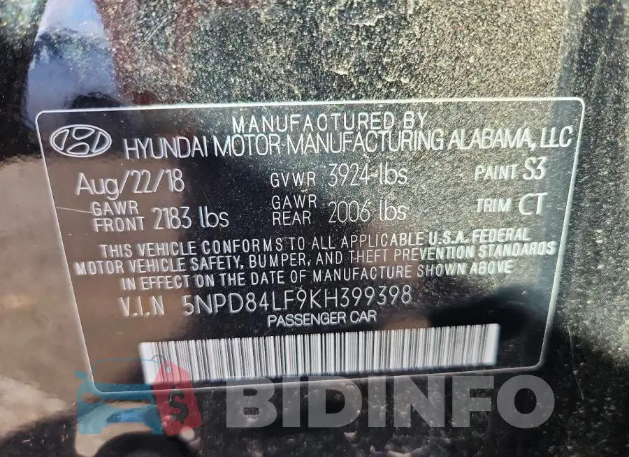 5NPD84LF9KH399398 Photo# 12