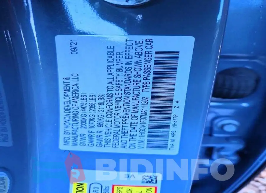 1HGCV1F37MA111202 Photo# 13