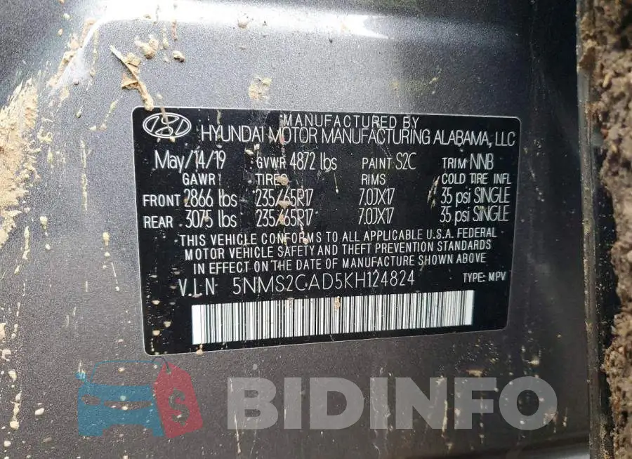 5NMS2CAD5KH124824 Photo# 13