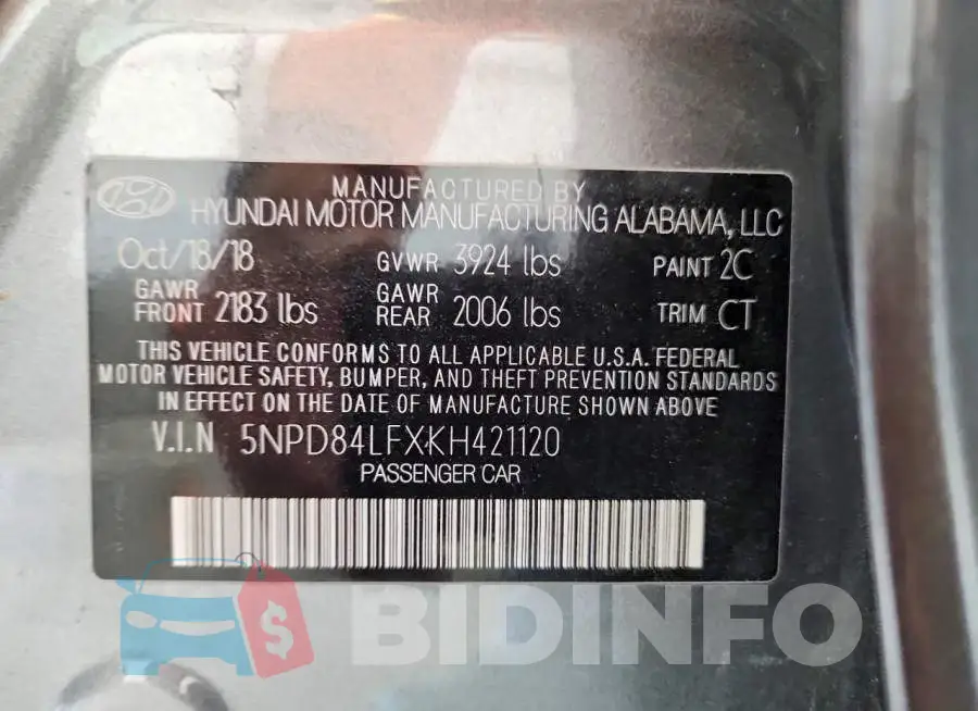 5NPD84LFXKH421120 Photo# 12