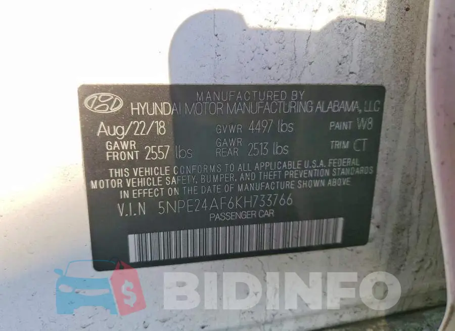 5NPE24AF6KH733766 Photo# 12