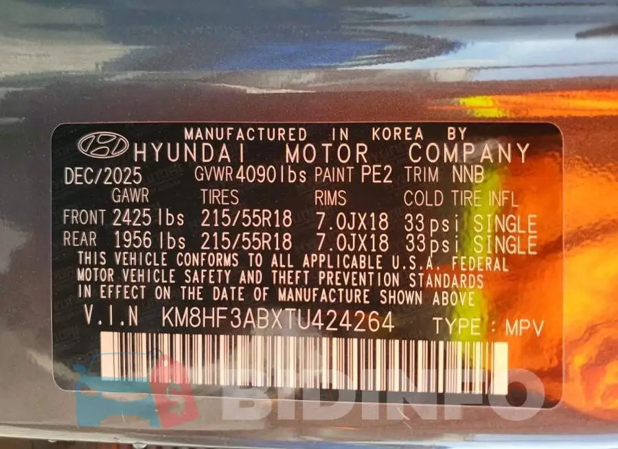 KM8HF3ABXTU424264 Photo# 12