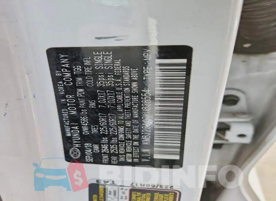 KM8J23A40KU838554 Photo# 12