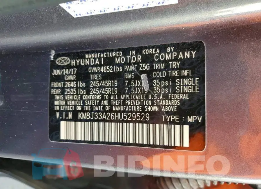 KM8J33A26HU529529 Photo# 12