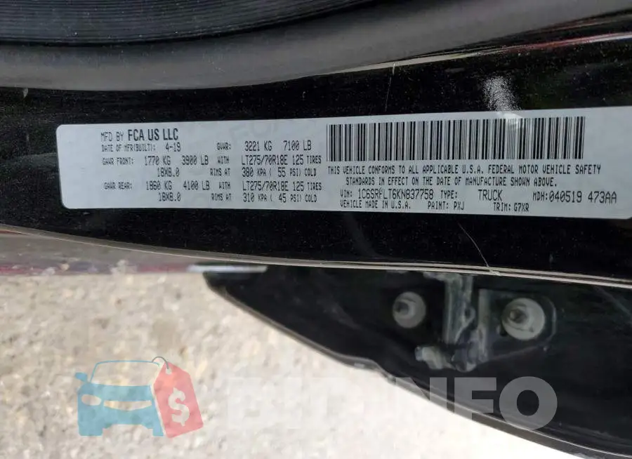 1C6SRFLT6KN837758 Photo# 13