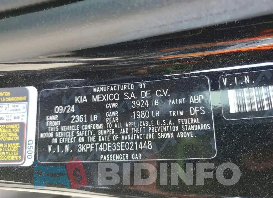 3KPFT4DE3SE021448 Photo# 12
