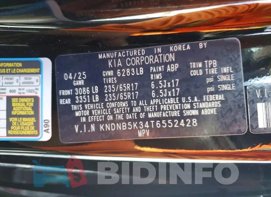 KNDNB5K34T6552428 Photo# 13