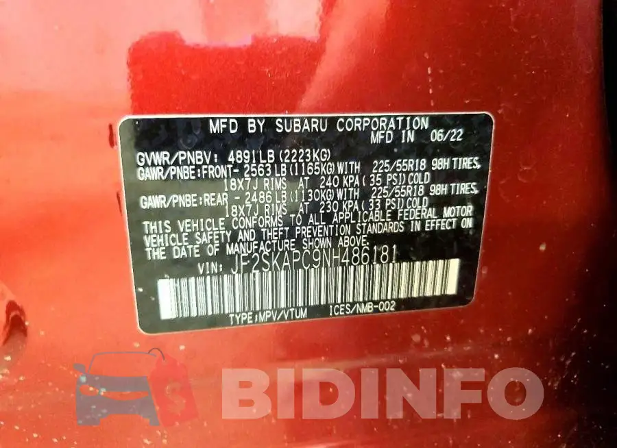 JF2SKAPC9NH486181 Photo# 13