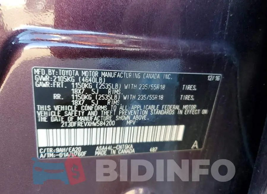 2T3DFREVXHW584200 Photo# 14