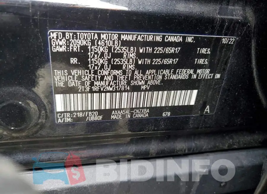 2T3F1RFV2NW317814 Photo# 13