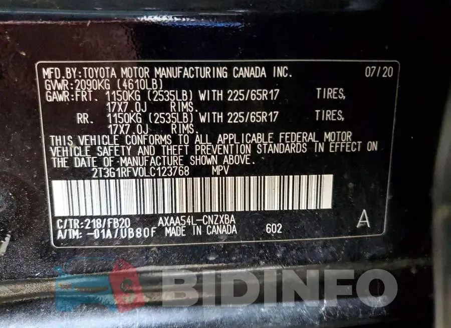 2T3G1RFV0LC123768 Photo# 13