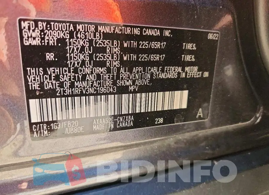 2T3H1RFV3NC196043 Photo# 14