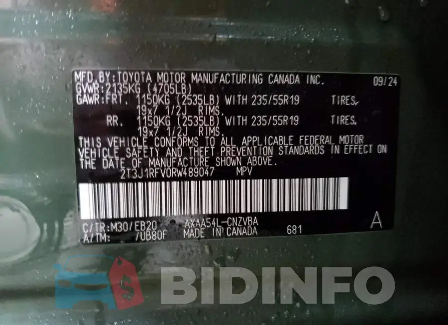 2T3J1RFV0RW489047 Photo# 13