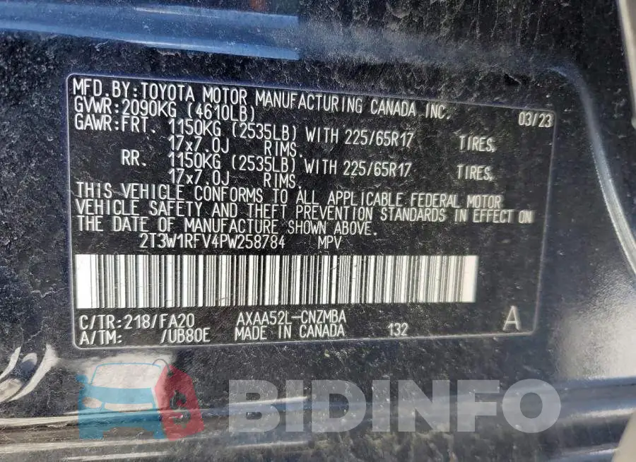 2T3W1RFV4PW258784 Photo# 12