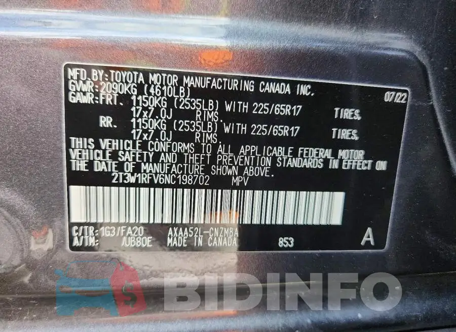 2T3W1RFV6NC198702 Photo# 14