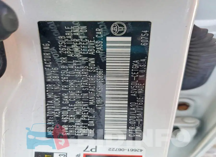 4T1BF1FK5HU658967 Photo# 13
