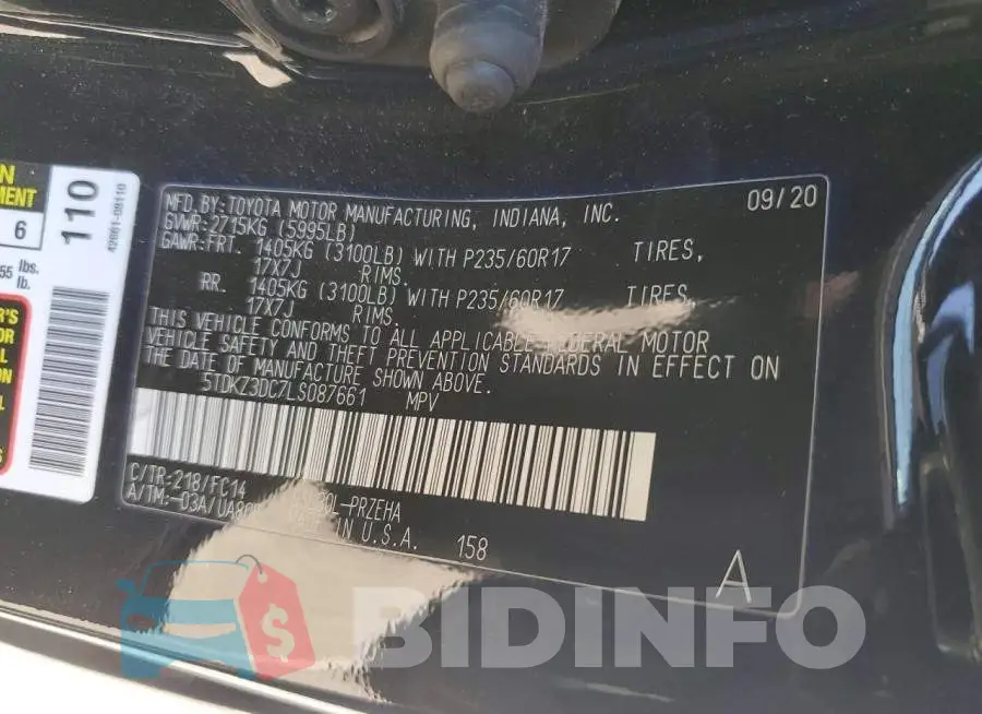 5TDKZ3DC7LS087661 Photo# 14