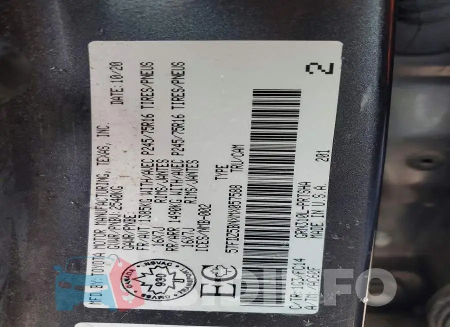 5TFDZ5BNXMX057588 Photo# 12