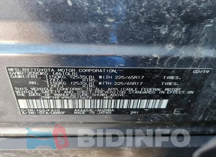JTMP1RFV9KD515674 Photo# 13