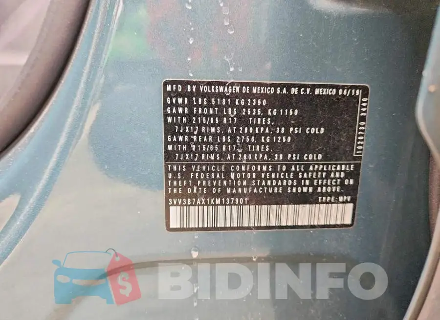 3VV3B7AX1KM137901 Photo# 12