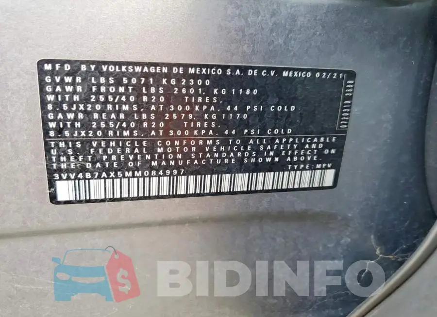3VV4B7AX5MM084997 Photo# 13