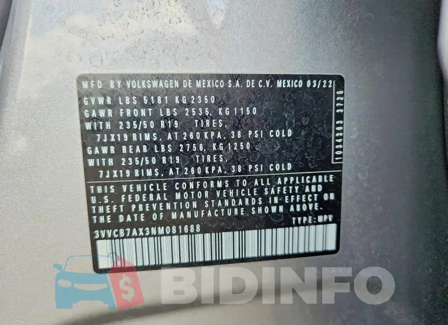 3VVCB7AX3NM081688 Photo# 14