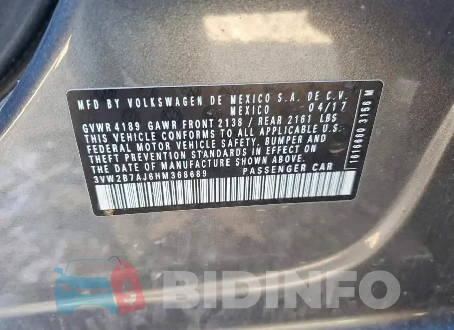 3VW2B7AJ6HM368689 Photo# 12