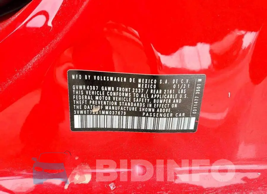3VW6T7BU1MM037679 Photo# 12