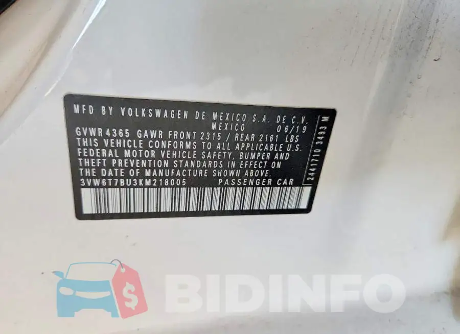3VW6T7BU3KM218005 Photo# 12