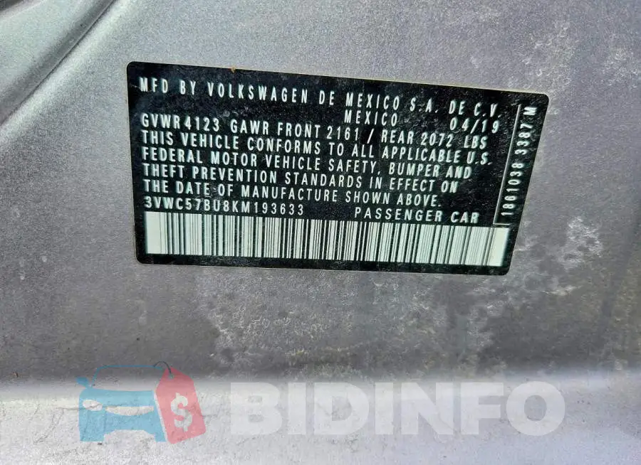 3VWC57BU8KM193633 Photo# 13