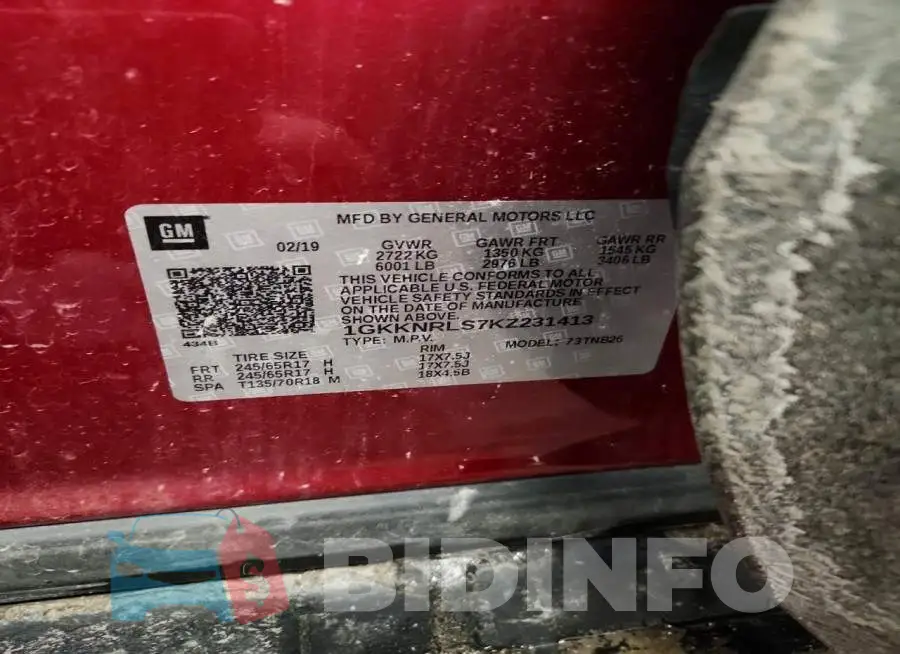 1GKKNRLS7KZ231413 Photo# 13