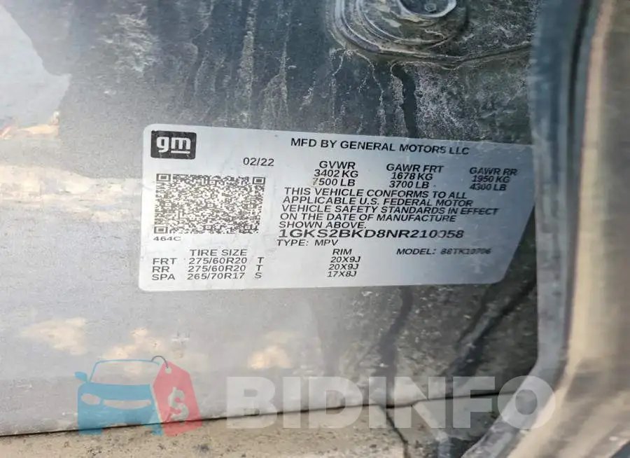 1GKS2BKD8NR210058 Photo# 12