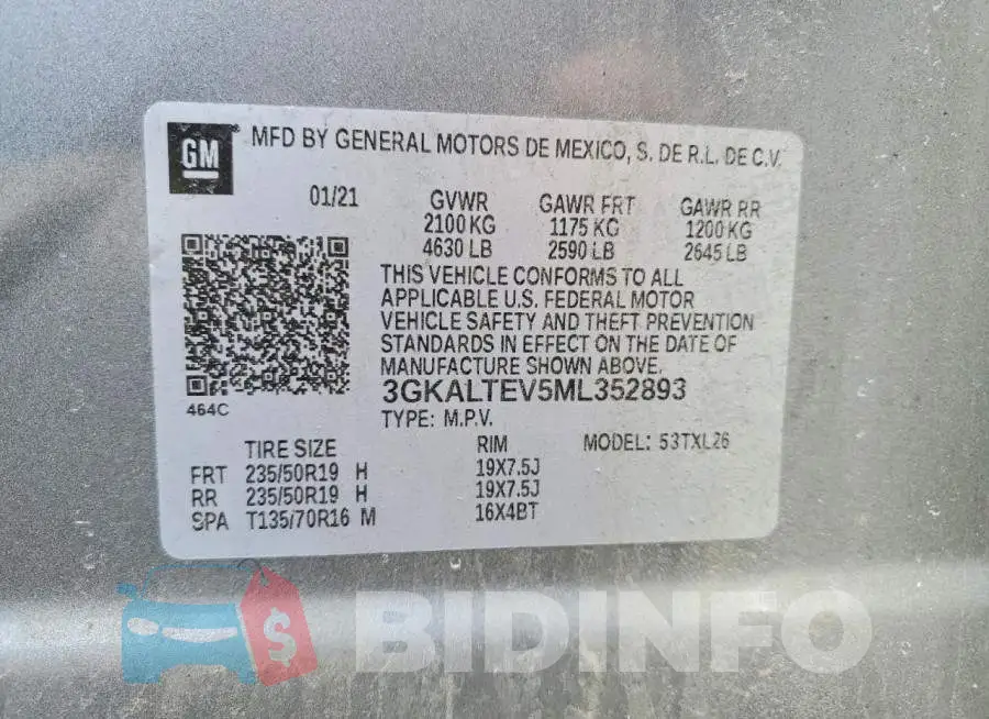 3GKALTEV5ML352893 Photo# 13