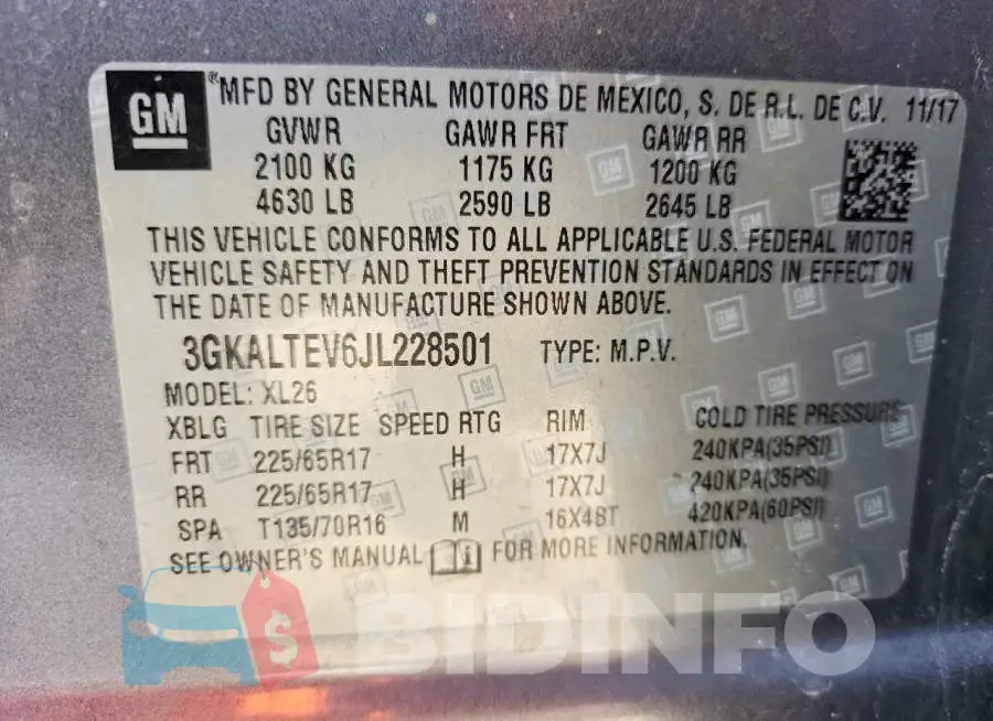 3GKALTEV6JL228501 Photo# 13