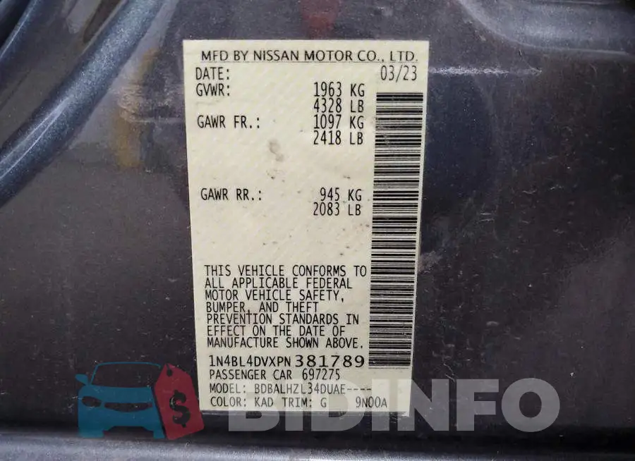 1N4BL4DVXPN381789 Photo# 13