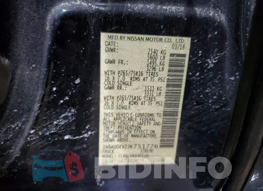 1N6AD0EV2JN751776 Photo# 12