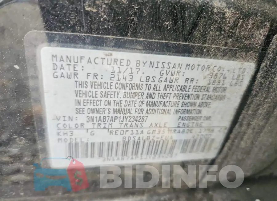3N1AB7AP1JY234287 Photo# 12