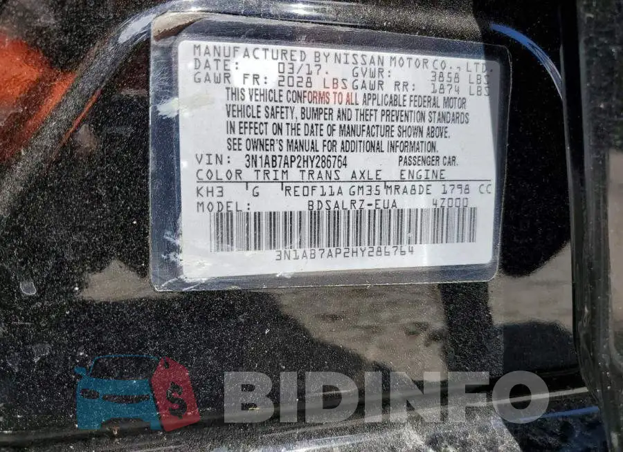 3N1AB7AP2HY286764 Photo# 12