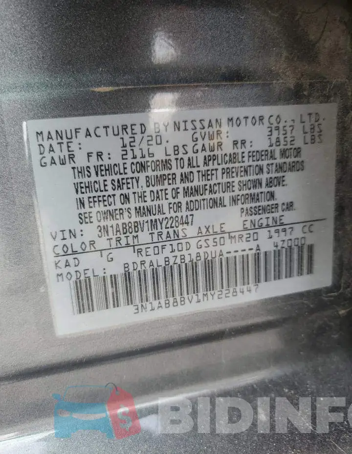 3N1AB8BV1MY228447 Photo# 13