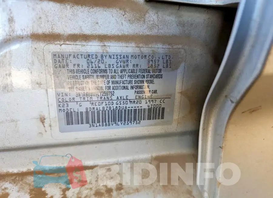 3N1AB8BV9LY259752 Photo# 12