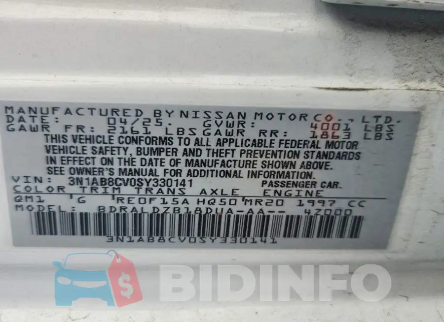 3N1AB8CV0SY330141 Photo# 12