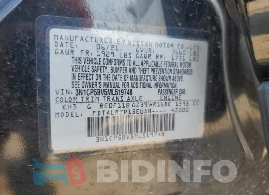 3N1CP5BV5ML519748 Photo# 13