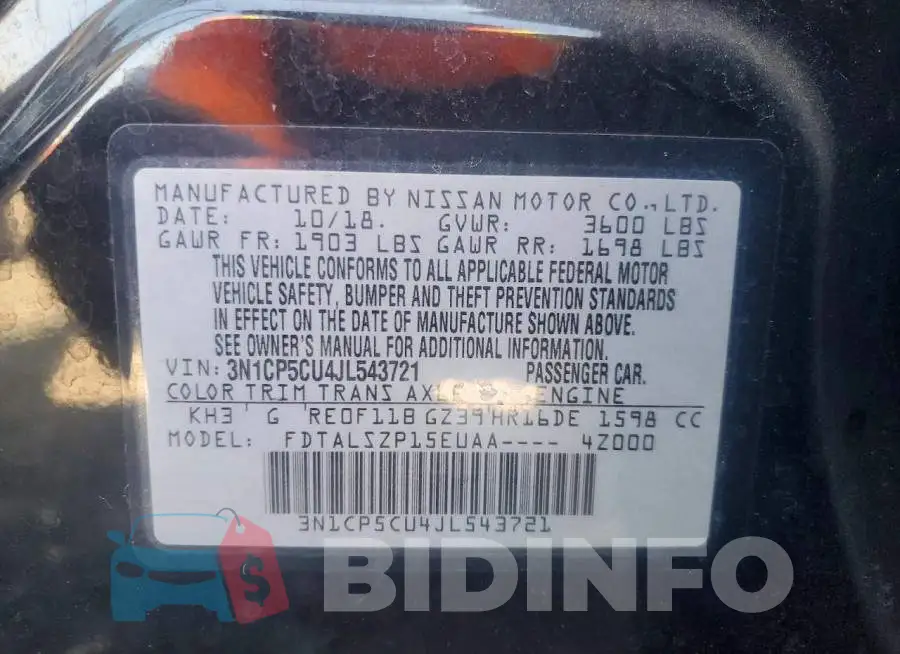 3N1CP5CU4JL543721 Photo# 13