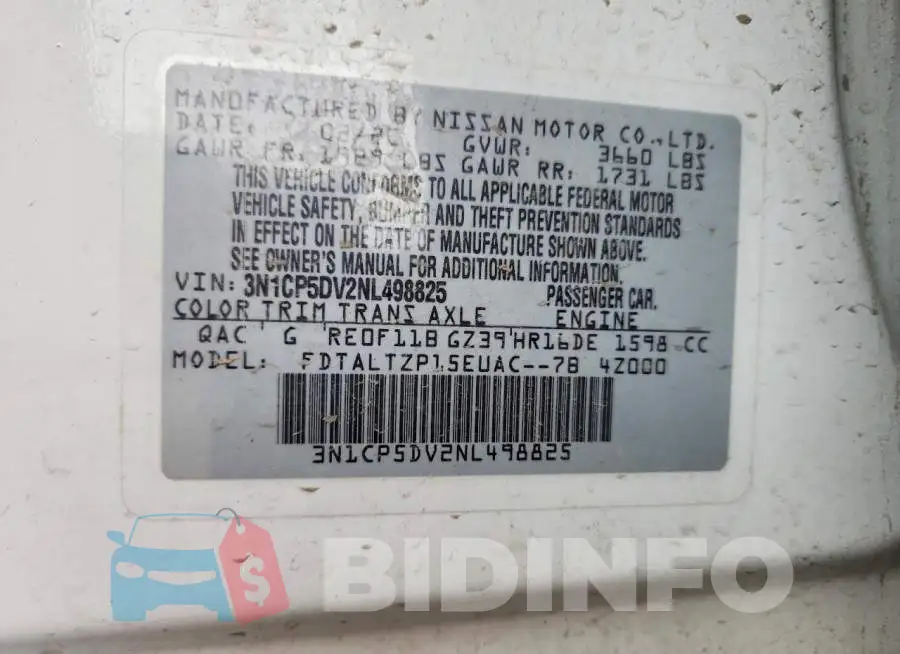 3N1CP5DV2NL498825 Photo# 13