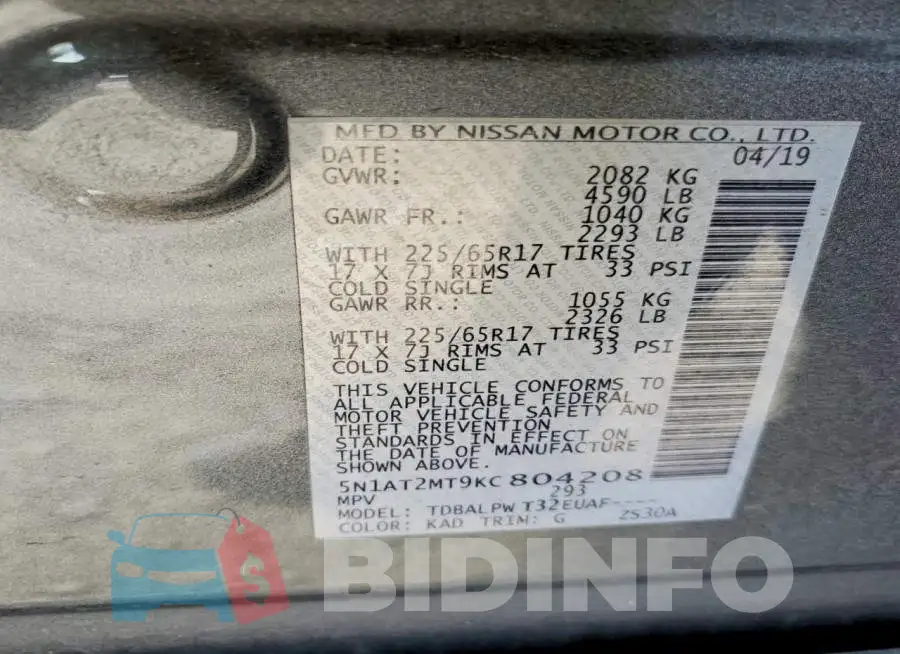 5N1AT2MT9KC804208 Photo# 13